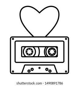 retro music cassette with heart love