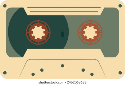 Retro Music Cassette with Record of 80s Disco. Magnetic Audio Tape. Vector Illustration Isolated on White Background