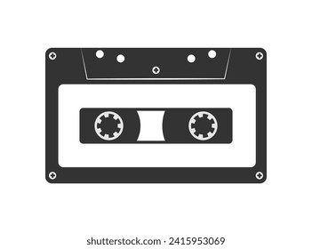 Retro music cassette silhouette flat illustration