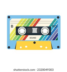 Cinta de música retro. Cinta DJ estéreo, cintas de casetes vintage de los años 90 y cinta de audio. cassette de radio antigua, música rock mix audiocassette de los años 70 o 80.