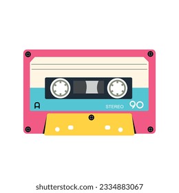 Cinta de música retro. Cinta DJ estéreo, cintas de casetes vintage de los años 90 y cinta de audio. cassette de radio antigua, música rock mix audiocassette de los años 70 o 80.