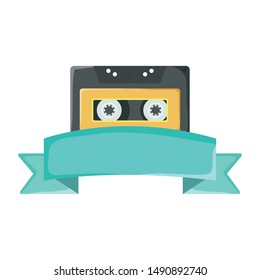 retro music cassette with tape frame