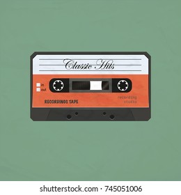 Retro music cassette. Vector illustration