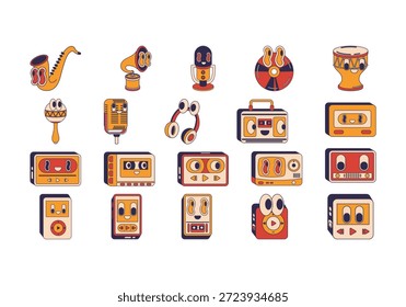 Icono de elemento de personaje de música retro