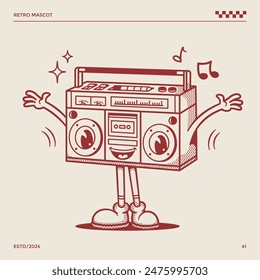 Retro music character illustration, vintage music illustration