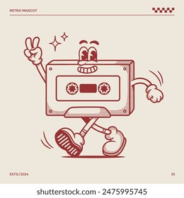 Retro music character illustration, vintage music illustration