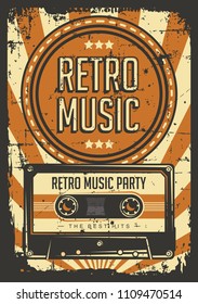 Retro Music Compact Cassette Vintage Signage Poster Vector