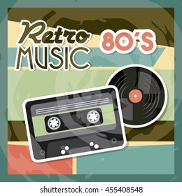 Retro and Music concept represented by cassette vinyl  icon. Colorfull and vintage illustration. 