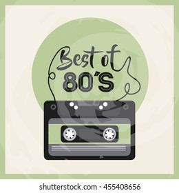 Retro and Music concept represented by cassette icon. Colorfull and vintage illustration. 