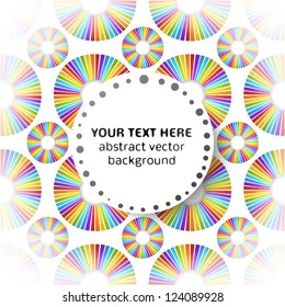 Retro music disc background. Vector illustration for your musical record design. Backdrop for disc cover, poster or party design in old-fashion style. Seamless pattern of round color shape.