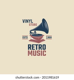 emblema de música retro vector simple