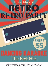 Retro music festival poster template Vintage piano