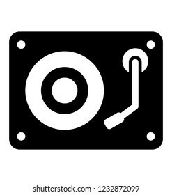 Retro music, gramophone solid icon