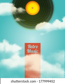 Retro Music Halftone Poster. Vector illustration, eps10.
