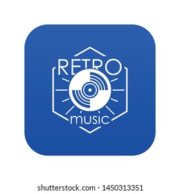 Retro music icon blue vector isolated on white background