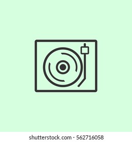Retro music icon flat. Grey vector symbol on green background