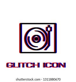Retro music icon flat. Simple pictogram - Glitch effect. Vector illustration symbol
