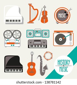 retro music icon set