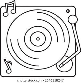Retro Music Machine A Vintage Turntable Illustration for Music Enthusiasts a Nostalgic Design Highlighting the Simplicity and Beauty of Vinyl Records Perfect for Decoration