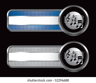 retro music notes blue and silver checkered tabs