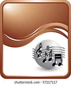 retro music notes bronze wave backdrop