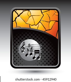 notas de música retro fondo rajado de color naranja