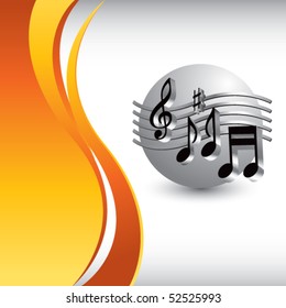 retro music notes vertical orange wave