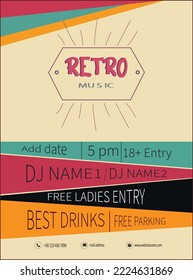 retro music party poster flyer social media post design