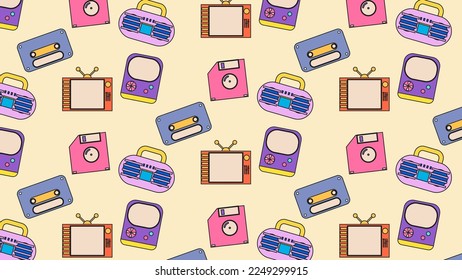 retro music pattern background. groovy colour.