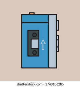 Retro Music Player Flat Design Illustration Cassette Player Flat Design Illustration