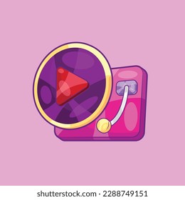 Retro Music Player Illustration with Play Sign Vector