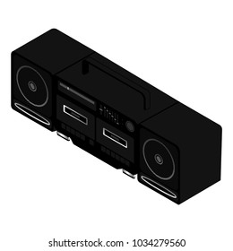 Retro music player isometry vector illustration