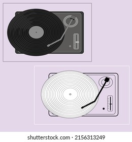 retro music player, record store illystration vector icon