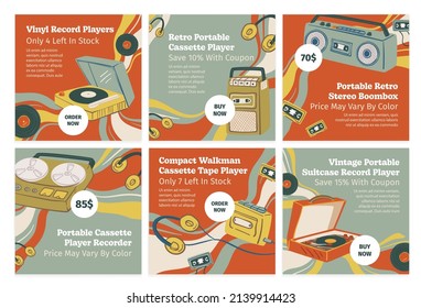 Retro music player sale, social media post set