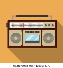 Retro music player. Vintage music player. Old audio recorder. Vector.