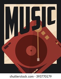 retro music, poster design, vector illustration
