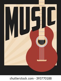 retro music, poster design, vector illustration