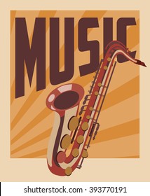 retro music, poster design, vector illustration
