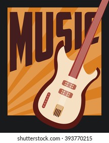 retro music, poster design, vector illustration