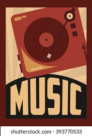 retro music, poster design, vector illustration