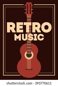 retro music, poster design, vector illustration