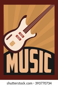 retro music, poster design, vector illustration