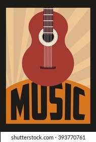 retro music, poster design, vector illustration