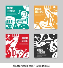 Retro music school flat design. - Vector.