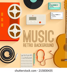 retro music stnudio equipment background concept. Vector illustration desig