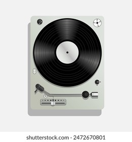 Retro Music Vintage Turntable vector illustration. Vinyl record music vector illustration isolated. Retro Music and Vintage Vinyl Record turntable vector illustration.