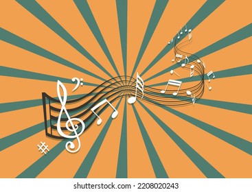 Retro Musical Abstract Background Sol Key And Musical Notes