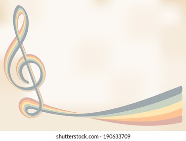 retro musical background with clef from five colors