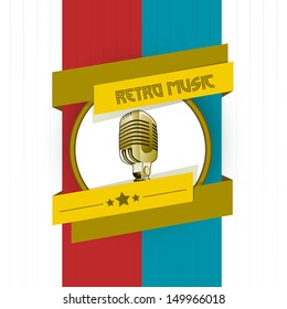 Retro musical background with microphone. 