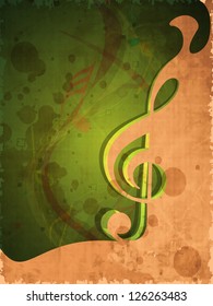 Retro musical background with musical note.